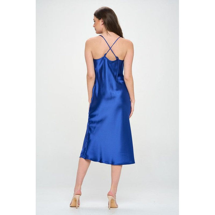 Satin Bias Slip Dress with Slit