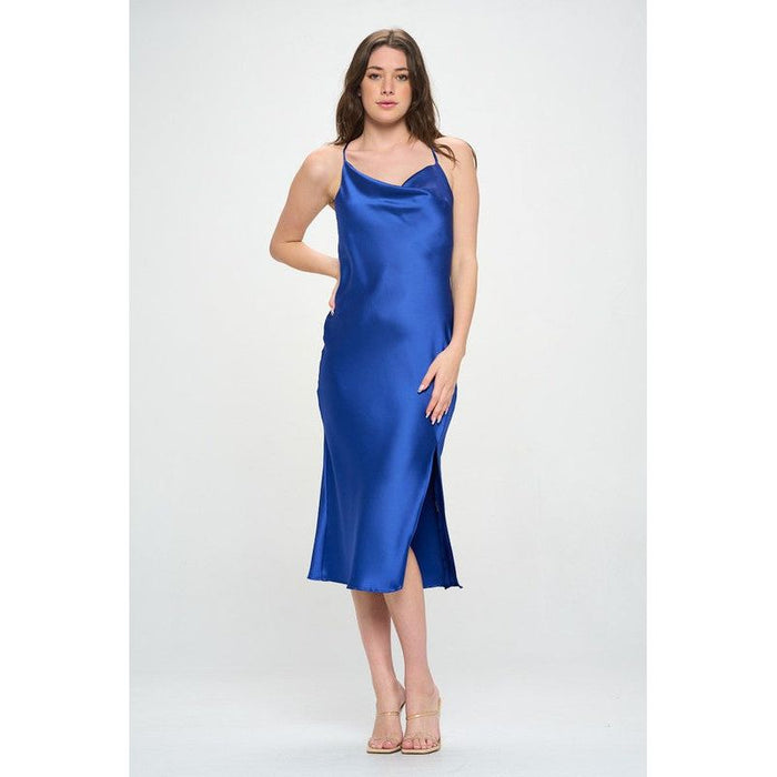 Satin Bias Slip Dress with Slit