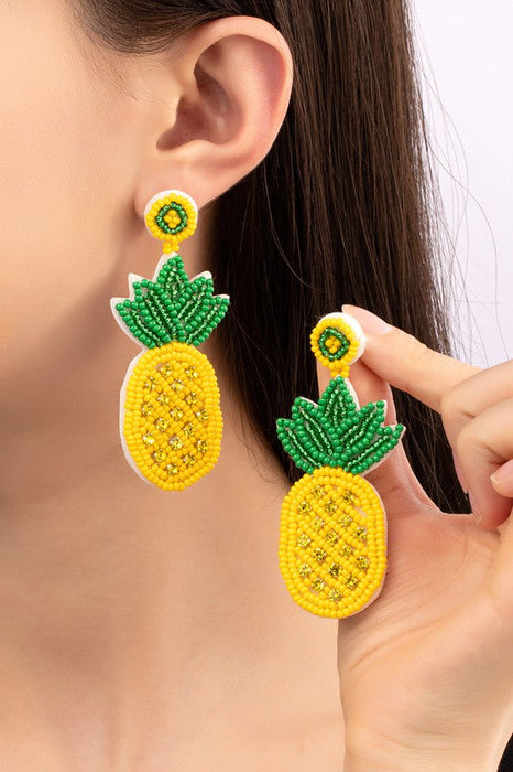 Large Seed Bead Pineapple Drop Earrings