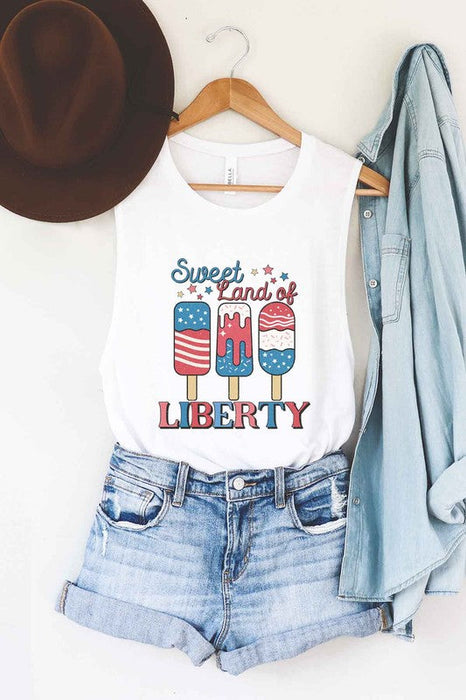 SWEET LAND OF LIBERTY USA GRAPHIC MUSCLE TANK