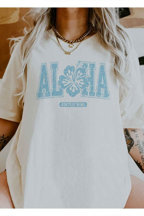 ALOHA STATE OF MIND HAWAII GRAPHIC PLUS SIZE TEE