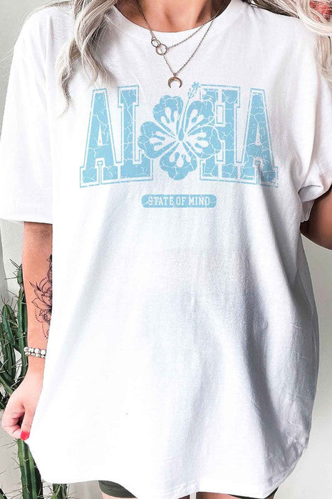 ALOHA STATE OF MIND HAWAII GRAPHIC PLUS SIZE TEE