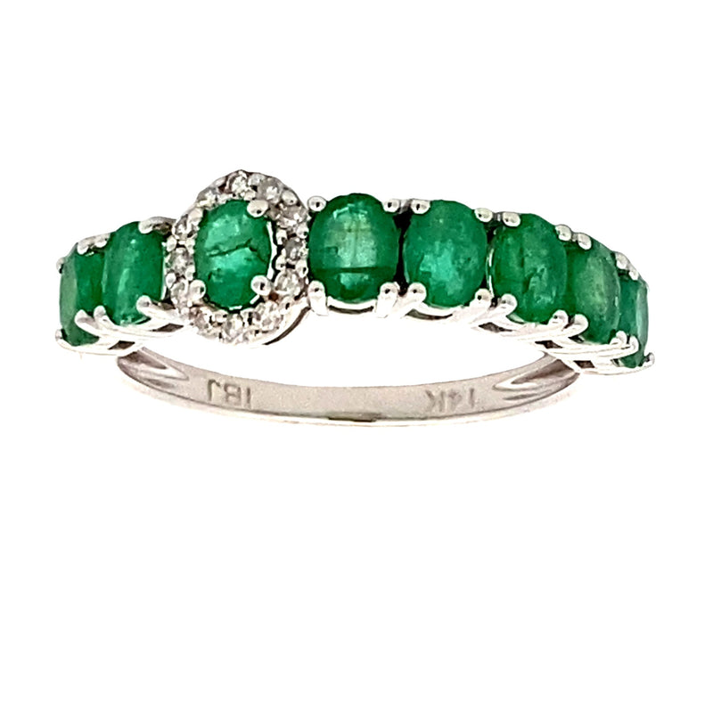 Bids.com Emerald Diamond Fashion band rings 14KT White Gold Rings