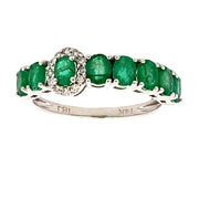 Bids.com Emerald Diamond Fashion band rings 14KT White Gold Rings