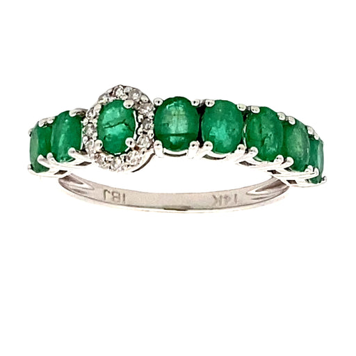 Bids.com Emerald Diamond Fashion band rings 14KT White Gold Rings