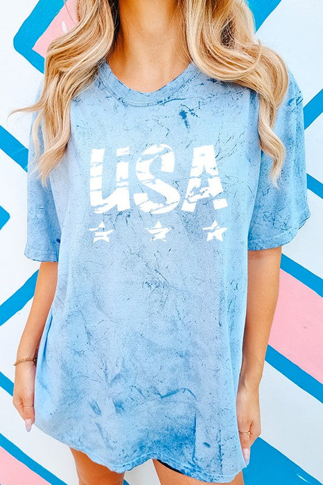 Patriotic Distressed USA Colorburst Graphic Tee