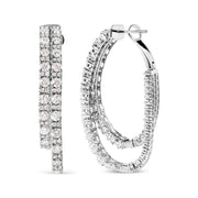 Bids.com 14K White Gold 4.0 Cttw Diamond Asymmetrical Inside Out Double-Hoop Earrings (I-J Color, I1-I2 Clarity) Earrings