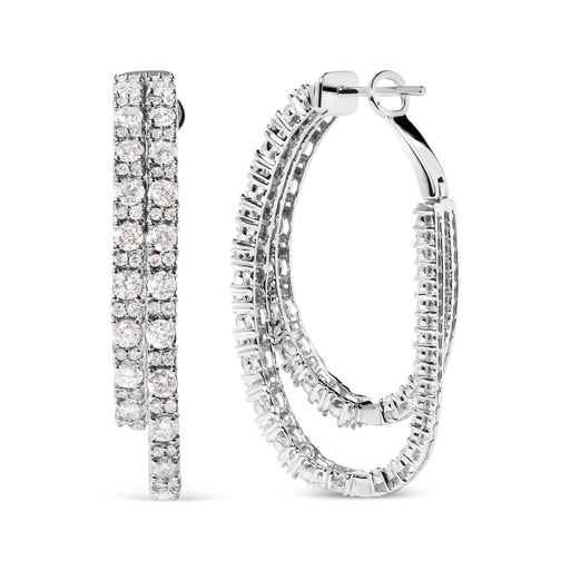 Bids.com 14K White Gold 4.0 Cttw Diamond Asymmetrical Inside Out Double-Hoop Earrings (I-J Color, I1-I2 Clarity) Earrings
