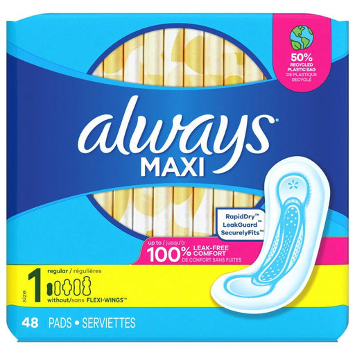Always Always Maxi Pads Without Wings, Unscented, Regular, Size 1 Health & Beauty