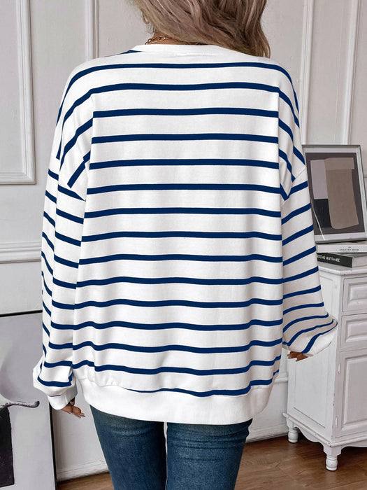 Striped Round Neck Long Sleeve Sweatshirt