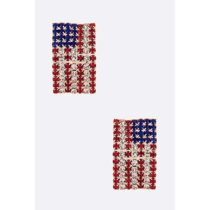 Rhinestone American Flag Earrings