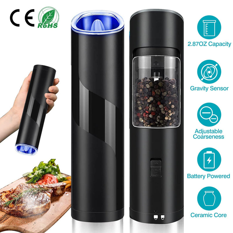 SmartPursue™ Electric Salt & Pepper Grinder – Gravity Sensor with LED Electric Salt Grinder