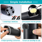 SmartPursue™ Electric Salt & Pepper Grinder – Gravity Sensor with LED Electric Salt Grinder