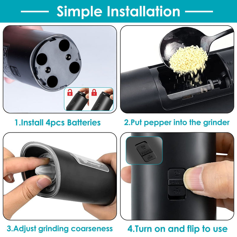 SmartPursue™ Electric Salt & Pepper Grinder – Gravity Sensor with LED Electric Salt Grinder
