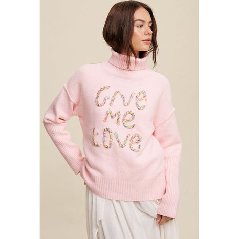 Give Me Love Stitched Mock Neck Sweater