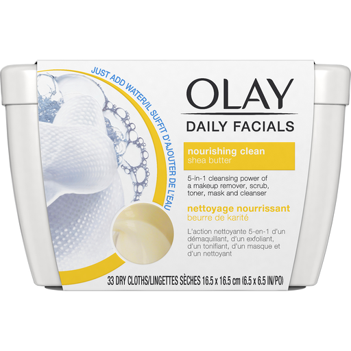 Olay Olay Daily Facial Nourishing Cleansing Cloths Tub W/ Shea Butter, Makeup Remover Drop Cloths
