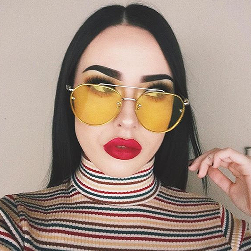 zeroUV Retro Modern Rimless Flat Color Lens Aviator Sunglasses A826 Sunglasses