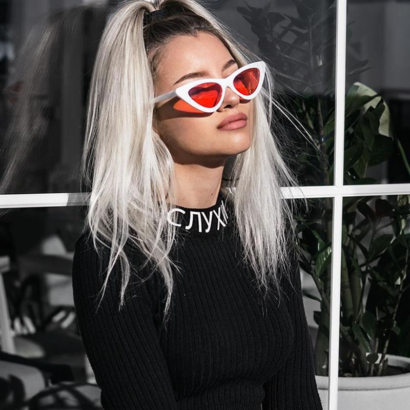 zeroUV Women's Retro Side Angle Cat Eye Color Lens Sunglasses C510 Sunglasses