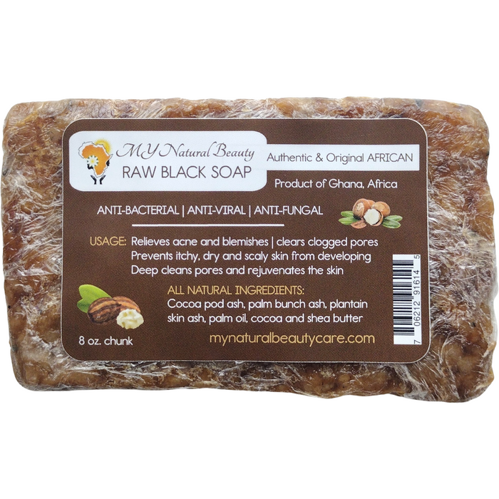 My Natural Beauty Black Soap - 8 oz. Block (RAW) UNCUT