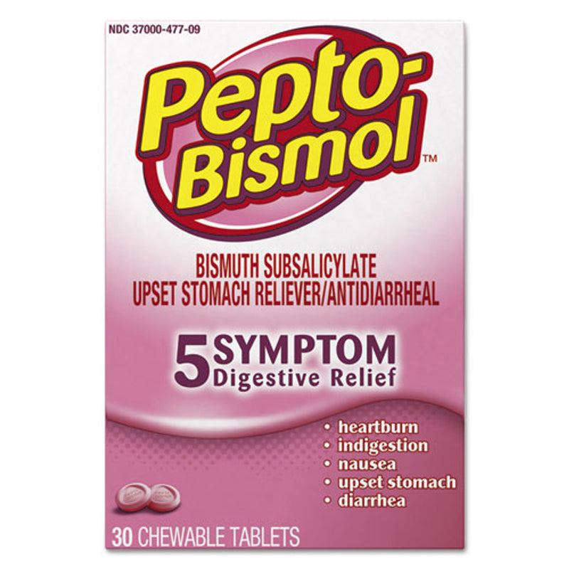 Pepto-Bismol Pepto-Bismol Chewable Tablets For Nausea, Heartburn, Indigestion, Upset Stomach, And Diarrhea - 5 Symptom Fast Relief, Original Flavor Medicine & Drugs