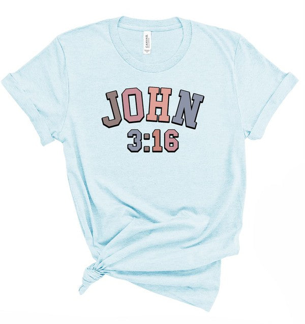 Ocean and 7th Colorful John 3 16 Graphic Tee Shirt