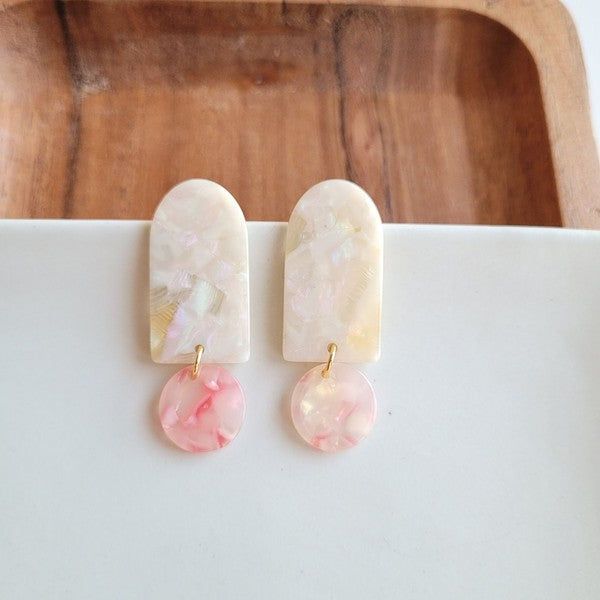 Rory Earrings - Cream & Coral