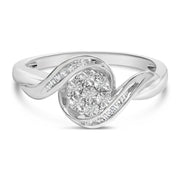 Bids.com Sterling Silver 1/10 Cttw Diamond Bypass Cluster Ring Rings