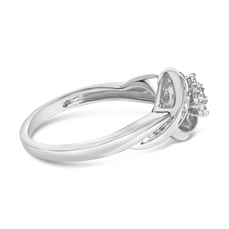 Bids.com Sterling Silver 1/10 Cttw Diamond Bypass Cluster Ring Rings
