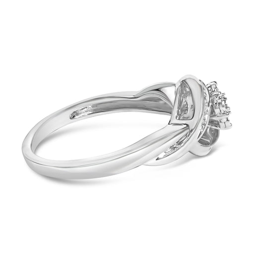 Bids.com Sterling Silver 1/10 Cttw Diamond Bypass Cluster Ring Rings
