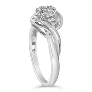 Bids.com Sterling Silver 1/10 Cttw Diamond Bypass Cluster Ring Rings