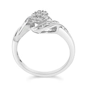 Bids.com Sterling Silver 1/10 Cttw Diamond Bypass Cluster Ring Rings