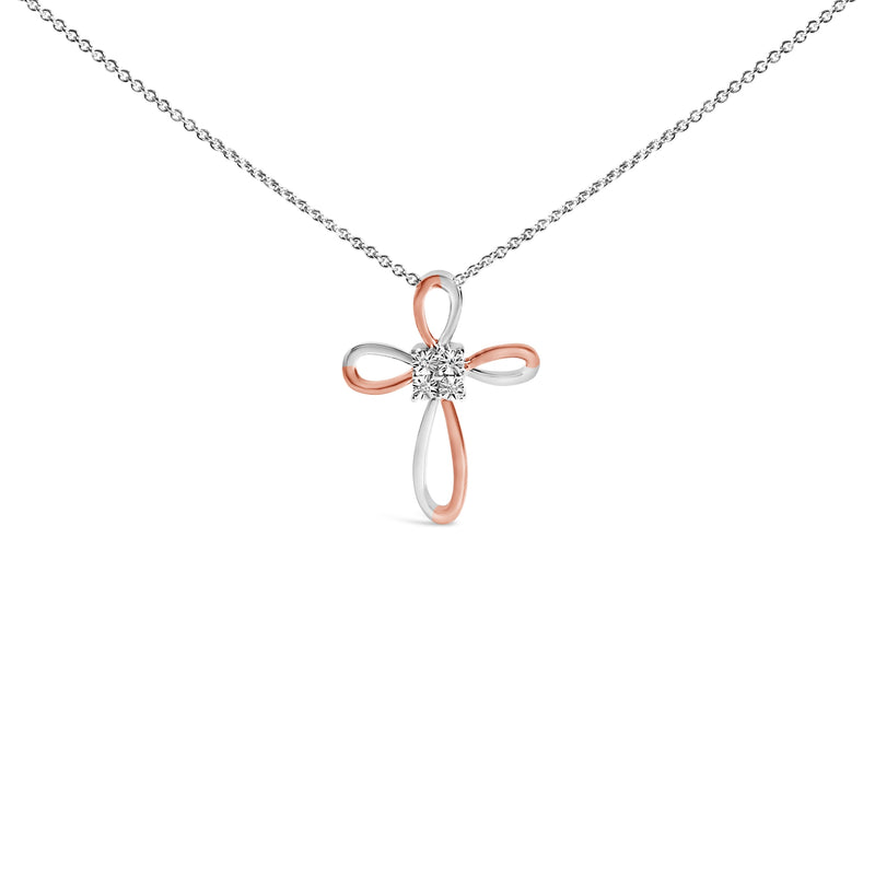Bids.com 10K Rose Gold Plated Sterling Silver Diamond Accent Cross Pendant Necklace Necklaces