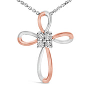 Bids.com 10K Rose Gold Plated Sterling Silver Diamond Accent Cross Pendant Necklace Necklaces