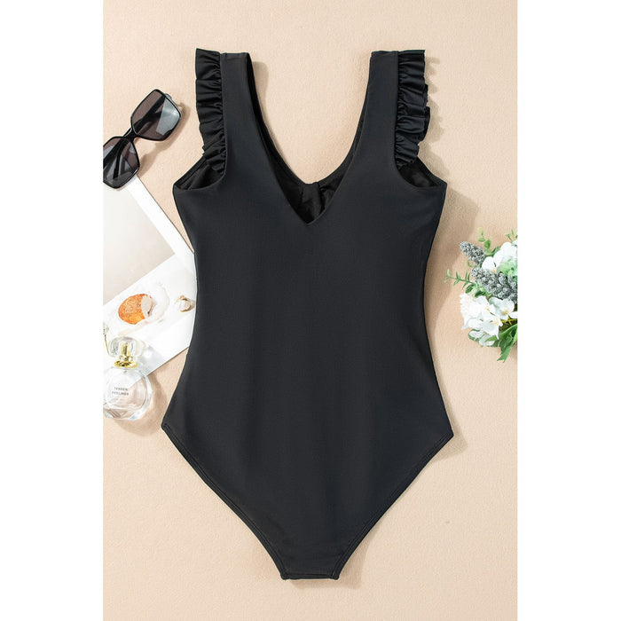 Full Size Ruched V-Neck One-Piece Swimwear