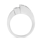 Bids.com 14K White Gold 1 1/2 Cttw Invisible-Set Princess and Channel-Set Baguette Diamond Geometric Bypass Ring Band (G-H Color, SI2-I1 Clarity) - Ring Size 7 Rings