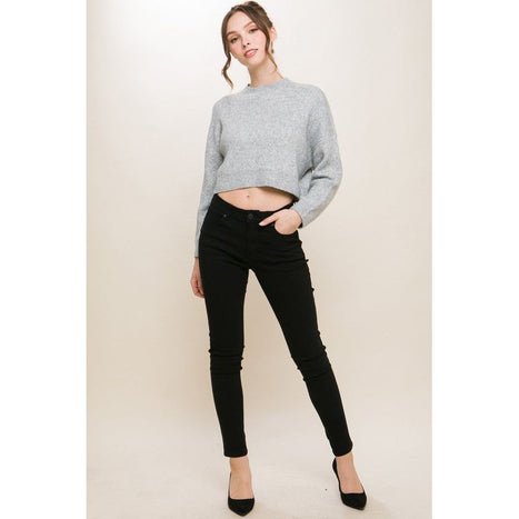 Wool Blend Cropped Sweater Top