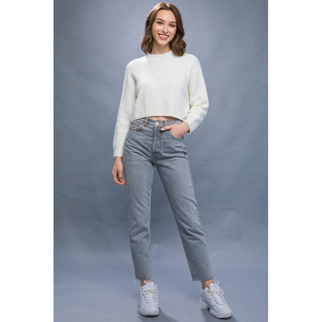 Wool Blend Cropped Sweater Top