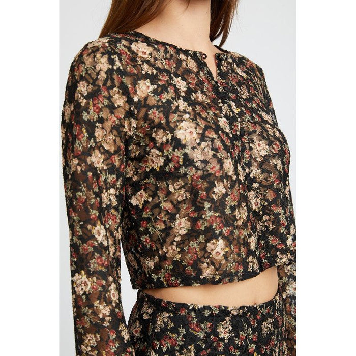 Bell Sleeve Cropped Top