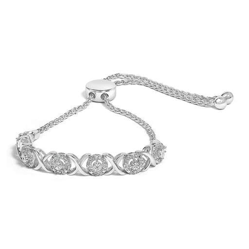 Bids.com .925 Sterling Silver 1/6 Cttw Diamond X and O Bolo Bracelet Bracelets