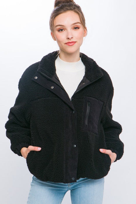 Black Sherpa Puffer Jacket