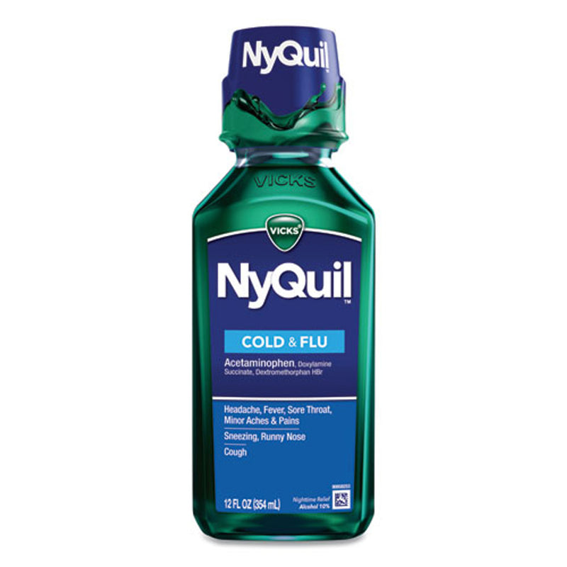 Vicks Vicks NyQuil Nighttime Cold & Flu Relief Liquid, Berry Flavor, 12 fl oz Medicine & Drugs White Smoke