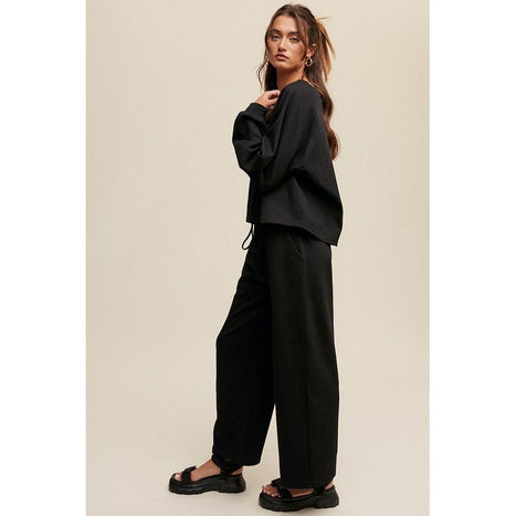 V-neck Sweatshirt and Pants Set