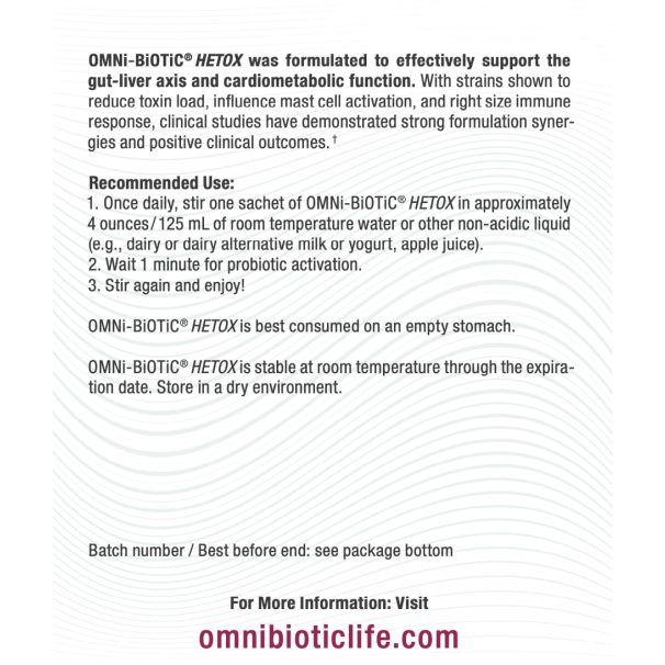 OMNi BiOTiC OMNi BiOTiC HETOX Probiotic Liver Detox – Bifidobacterium & Lactobacillus Probiotic Supplement – Hypoallergenic Gut-Liver Support – Non-GMO Detox Cleanse For Men And Women Vitamins & Supplements