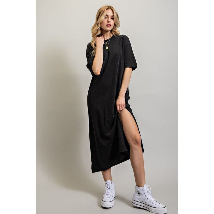 VENTED HEAVY COTTON WASHED DRESS