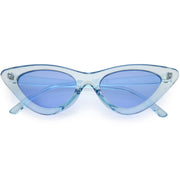 zeroUV Women's Retro 1990's Narrow Flat Color Tone Lens Cat Eye Sunglasses C524 Sunglasses