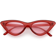 zeroUV Women's Retro 1990's Narrow Flat Color Tone Lens Cat Eye Sunglasses C524 Sunglasses