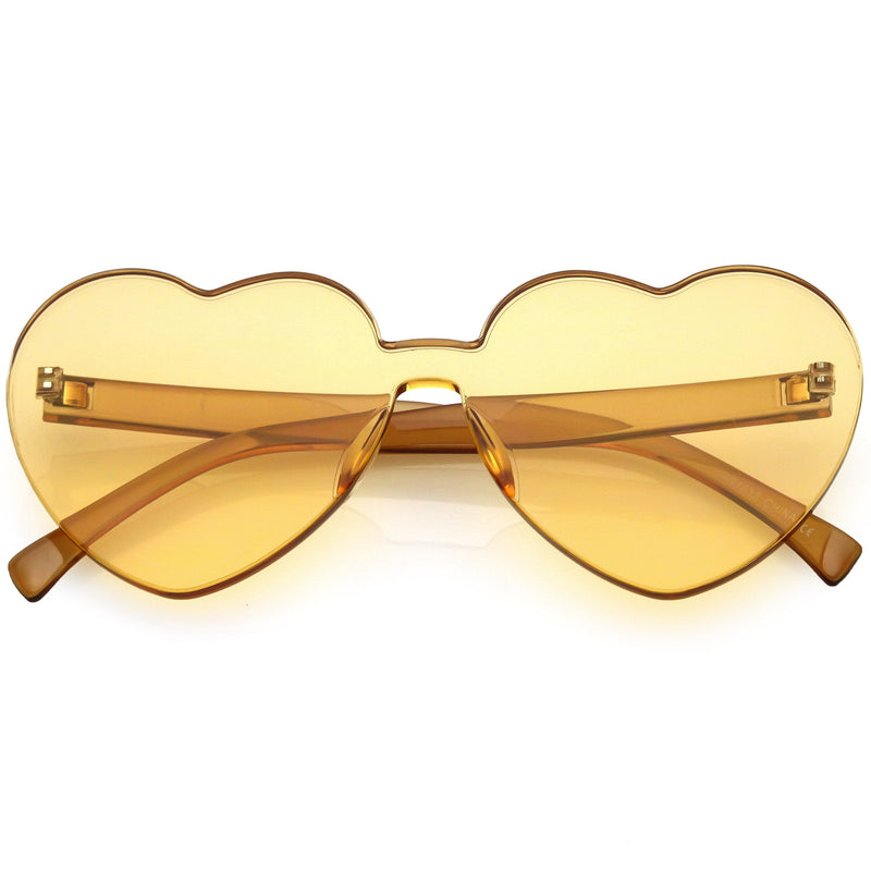 zeroUV Women's Heart Shape Color Tone Monoblock Sunglasses C578 Sunglasses