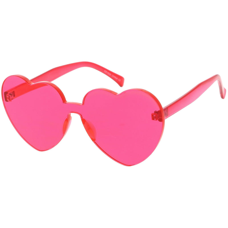 zeroUV Women's Heart Shape Color Tone Monoblock Sunglasses C578 Sunglasses