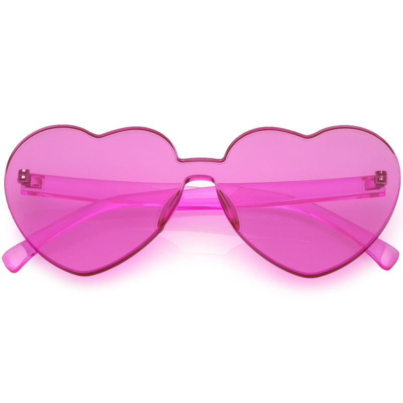 zeroUV Women's Heart Shape Color Tone Monoblock Sunglasses C578 Sunglasses