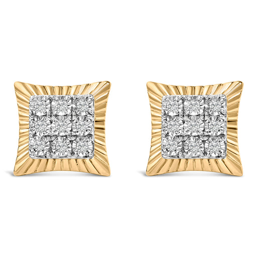 Bids.com 10K Yellow Gold Plated .925 Sterling Silver 1/4 Cttw Diamond Textured Halo Stud Earrings Earrings